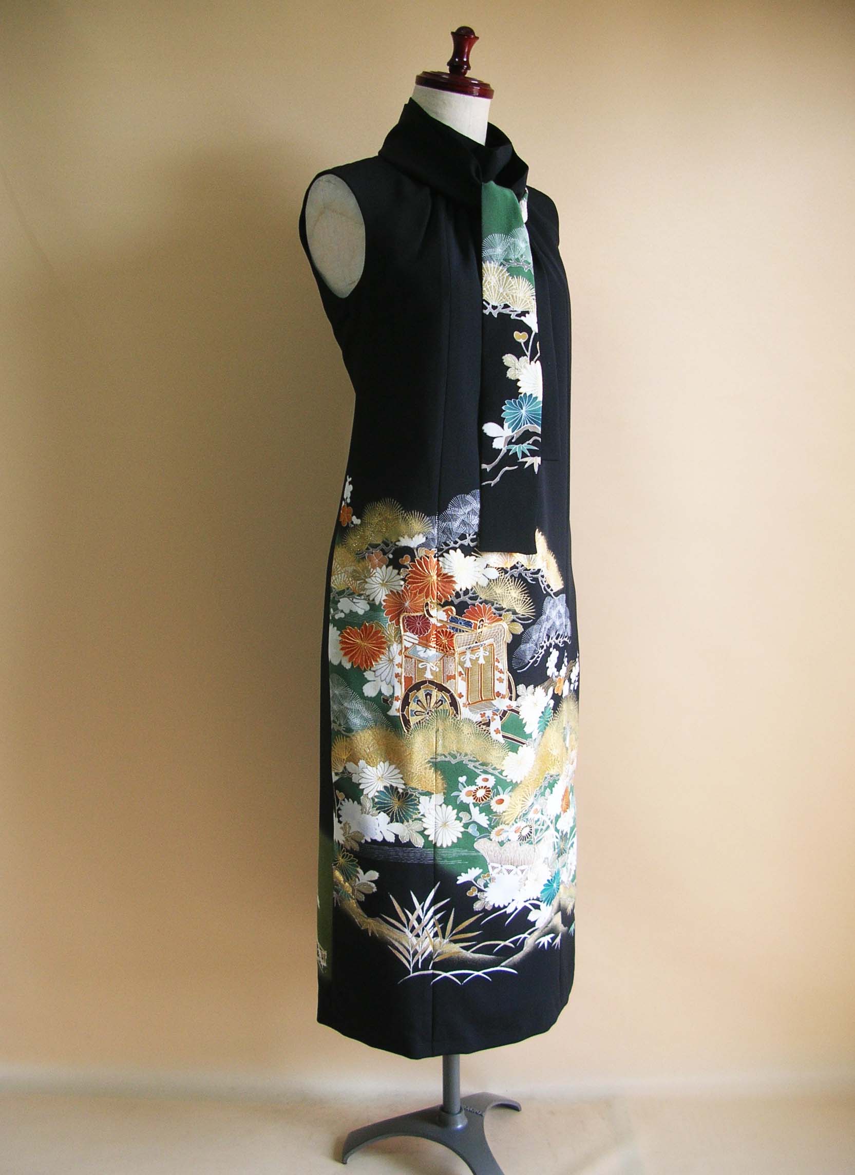第1位獲得！ リメイク着物フォーマルドレス正絹日本刺繍フリーサイズ仮 